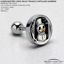 Load image into Gallery viewer, Christmas Holiday Spooky Snowman Tragus Cartilage Earring by Onyx O
