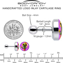 Load image into Gallery viewer, 16G 1/4 Sunflower Cactus Cartilage Tragus Earring by Onyx O
