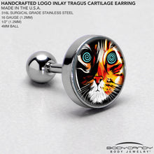Load image into Gallery viewer, 16G 1/4 Colorful Trippy Cat Cartilage Tragus Earring by Onyx O
