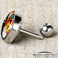 Load image into Gallery viewer, 16G 1/4 Colorful Trippy Cat Cartilage Tragus Earring by Onyx O
