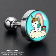 Load image into Gallery viewer, 16G 1/4 Rainbow Unicorn Cartilage Tragus Earring by Onyx O
