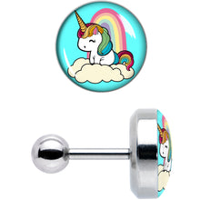 Load image into Gallery viewer, 16G 1/4 Rainbow Unicorn Cartilage Tragus Earring by Onyx O
