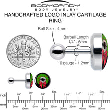 Load image into Gallery viewer, 16G 1/4 Holiday Vampire Wreath Tragus Cartilage Earring by Onyx O
