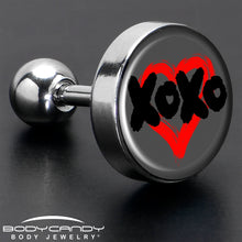 Load image into Gallery viewer, 16G 1/4 XOXO Heart Tragus Cartilage Earring by Onyx O
