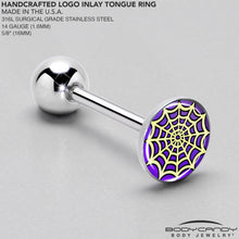 Load image into Gallery viewer, Two Tone Spider Web Barbell Tongue Ring by Onyx O
