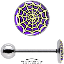 Load image into Gallery viewer, Two Tone Spider Web Barbell Tongue Ring by Onyx O
