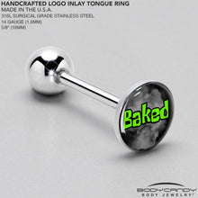 Load image into Gallery viewer, Logo Baked Stoner Barbell Tongue Ring by Onyx O
