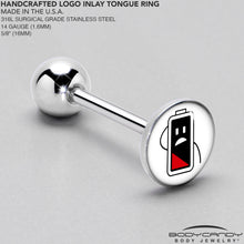 Load image into Gallery viewer, Battery Empty Barbell Tongue Ring by Onyx O
