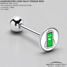 Load image into Gallery viewer, Battery Full Barbell Tongue Ring by Onyx O
