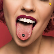 Load image into Gallery viewer, Power Button Glow in the Dark Black Anodized Barbell Tongue Ring
