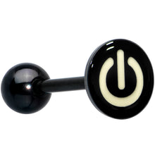 Load image into Gallery viewer, Power Button Glow in the Dark Black Anodized Barbell Tongue Ring
