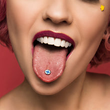 Load image into Gallery viewer, Glow in the Dark Black Anodized Evil Eye Barbell Tongue Ring by Onyx O
