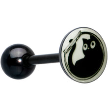 Load image into Gallery viewer, Glow in the Dark Black Anodized Fishbowl Kitty Cat Barbell Tongue Ring by Onyx O
