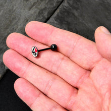 Load image into Gallery viewer, Black Glow in the Dark I Love Me Barbell Tongue Ring by Onyx O
