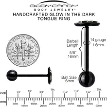 Load image into Gallery viewer, Glow in the Dark Black Anodized Only in Ohio Barbell Tongue Ring by Onyx O
