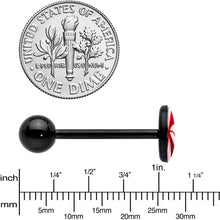 Load image into Gallery viewer, Glow in the Dark Black Anodized Holiday Peppermint Candy Barbell Tongue Ring by Onyx O

