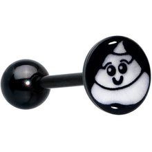 Load image into Gallery viewer, Glow in the Dark Black Anodized Poop Barbell Tongue Ring by Onyx O
