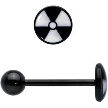 Load image into Gallery viewer, Glow in the Dark Black Anodized Radioactive Barbell Tongue Ring by Onyx O
