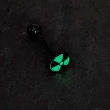 Load image into Gallery viewer, Glow in the Dark Black Anodized Radioactive Barbell Tongue Ring by Onyx O
