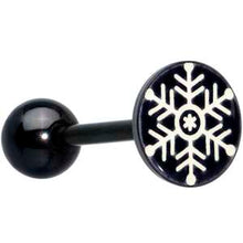 Load image into Gallery viewer, Black Glow in the Dark Holiday Snowflake Tongue Ring by Onyx O
