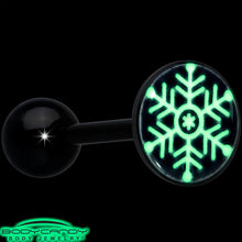 Load image into Gallery viewer, Black Glow in the Dark Holiday Snowflake Tongue Ring by Onyx O
