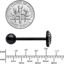 Load image into Gallery viewer, Black Glow in the Dark Heart Spider Web Barbell Tongue Ring by Onyx O
