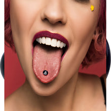 Load image into Gallery viewer, Black Glow in the Dark Holiday Christmas Tree Tongue Ring by Onyx O

