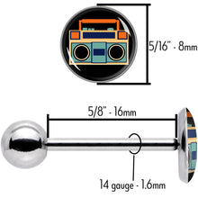 Load image into Gallery viewer, Retro Boombox Barbell Tongue Ring by Onyx O
