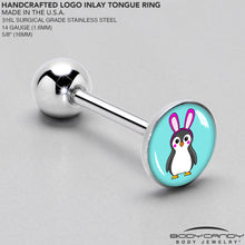 Load image into Gallery viewer, Bunny Penguin Barbell Tongue Ring by Onyx O
