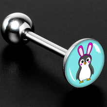 Load image into Gallery viewer, Bunny Penguin Barbell Tongue Ring by Onyx O
