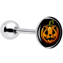 Load image into Gallery viewer, Orange Pumpkin Cat Jack-O-Lantern Barbell Tongue Ring by Onyx O
