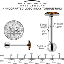 Load image into Gallery viewer, Orange Pumpkin Cat Jack-O-Lantern Barbell Tongue Ring by Onyx O
