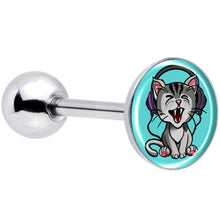 Load image into Gallery viewer, Heavy Metal Kitty Cat Barbell Tongue Ring by Onyx O
