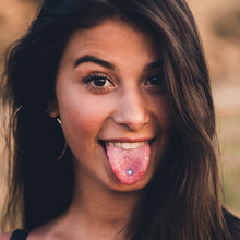 Load image into Gallery viewer, Polka Dot Mushroom Hat Cat Barbell Tongue Ring by Onyx O

