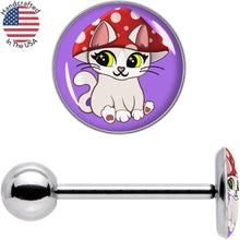 Load image into Gallery viewer, Polka Dot Mushroom Hat Cat Barbell Tongue Ring by Onyx O
