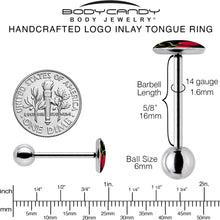 Load image into Gallery viewer, Cherry Heart Barbell Tongue Ring by Onyx O
