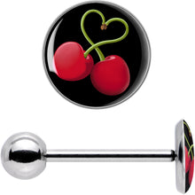 Load image into Gallery viewer, Cherry Heart Barbell Tongue Ring by Onyx O
