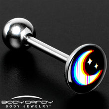 Load image into Gallery viewer, Chromatic Moon Barbell Tongue Ring by Onyx O
