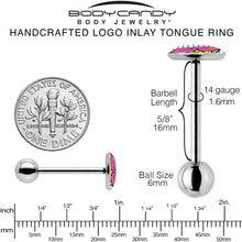 Load image into Gallery viewer, Hot Pink Cool S Barbell Tongue Ring by Onyx O
