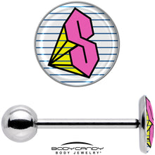 Load image into Gallery viewer, Hot Pink Cool S Barbell Tongue Ring by Onyx O

