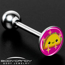 Load image into Gallery viewer, Mexican Fiesta Cute Taco Barbell Tongue Ring by Onyx O
