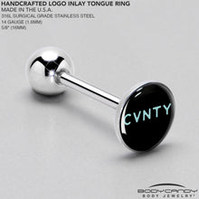 Load image into Gallery viewer, Phrase Logo CVNTY Barbell Tongue Ring by Onyx O
