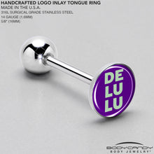 Load image into Gallery viewer, Word DELULU Barbell Tongue Ring by Onyx O
