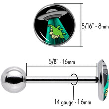 Load image into Gallery viewer, Alien UFO Dinosaur Abduction Barbell Tongue Ring by Onyx O
