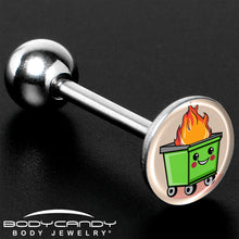 Load image into Gallery viewer, Dumpster Fire Barbell Tongue Ring by Onyx O
