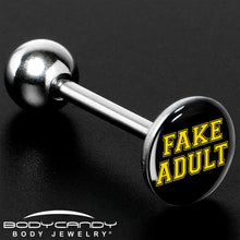 Load image into Gallery viewer, Black Yellow Fake Adult Barbell Tongue Ring by Onyx O
