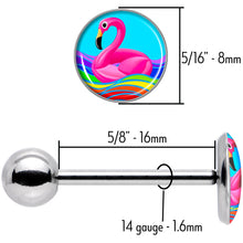 Load image into Gallery viewer, Rainbow Sea Floating Flamingo Barbell Tongue Ring by Onyx O
