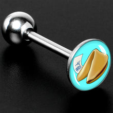 Load image into Gallery viewer, Fortune Cookie Barbell Tongue Ring by Onyx O
