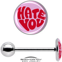 Load image into Gallery viewer, Retro Text Hate You Barbell Tongue Ring by Onyx O
