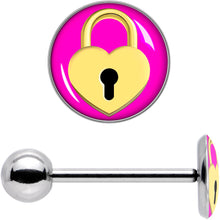 Load image into Gallery viewer, Heart Lock Barbell Tongue Ring by Onyx O
